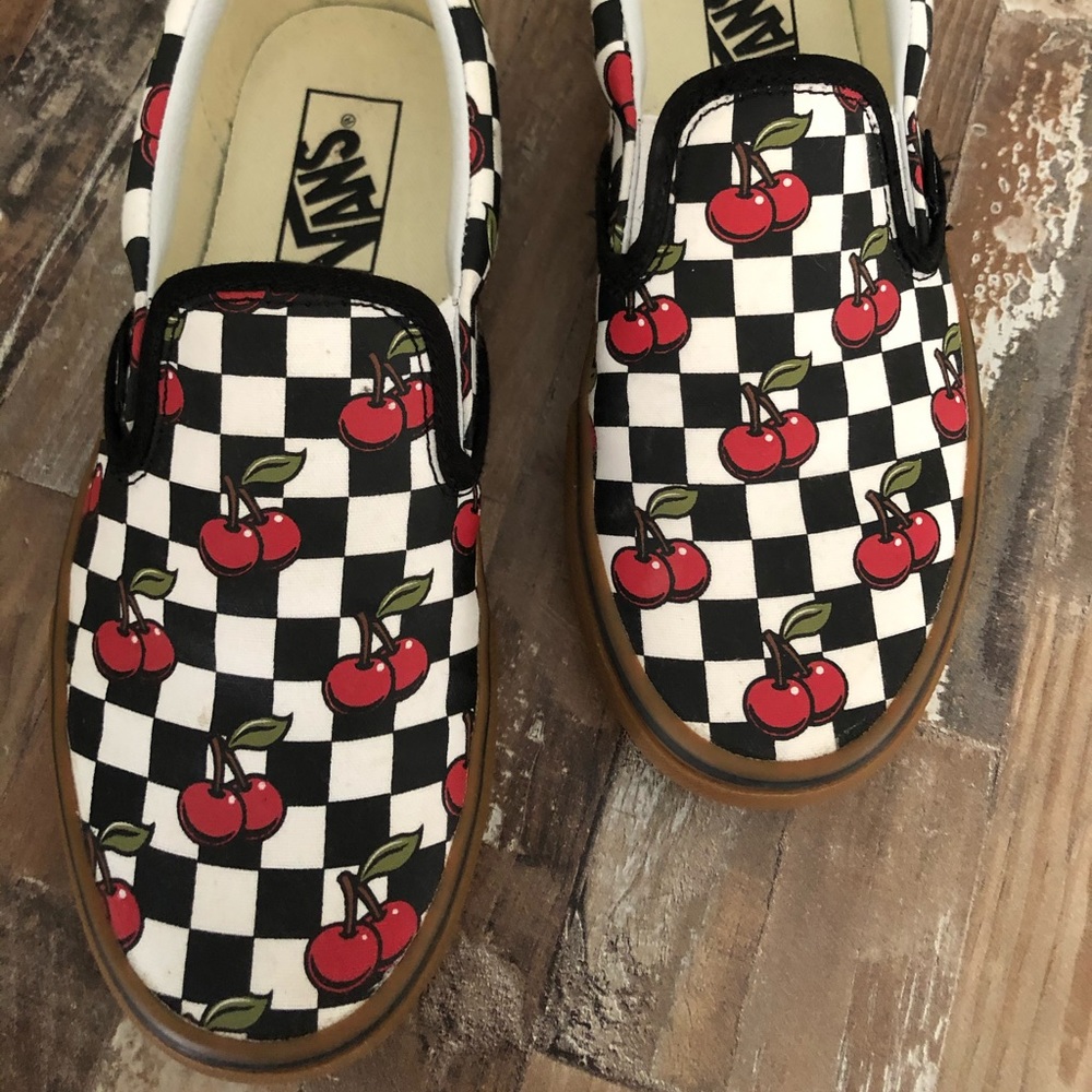Checkered vans with cherries